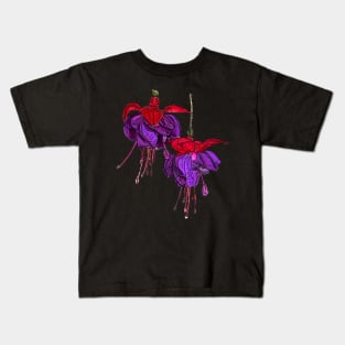 Hanging Fuchsia Dark Eyes Botanical Drawing Kids T-Shirt